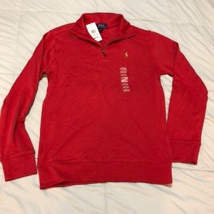 Boys red polo zip up